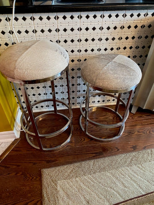1 Faux Fur Bar Stool, 1 Faux Fur Counter Stool