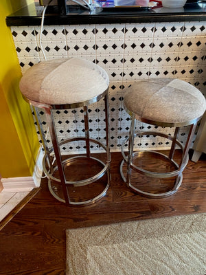 1 Faux Fur Bar Stool, 1 Faux Fur Counter Stool