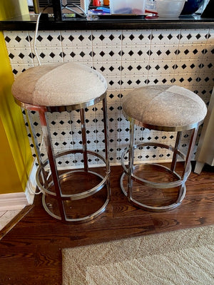 1 Faux Fur Bar Stool, 1 Faux Fur Counter Stool