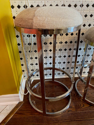 1 Faux Fur Bar Stool, 1 Faux Fur Counter Stool