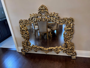 'Paradise Home Decor Furniture' Gold Wood Carved Wall Mounted Mirror