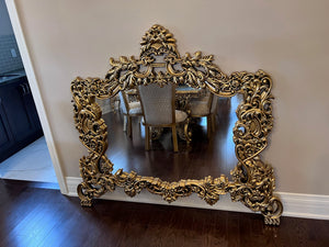 'Paradise Home Decor Furniture' Gold Wood Carved Wall Mounted Mirror