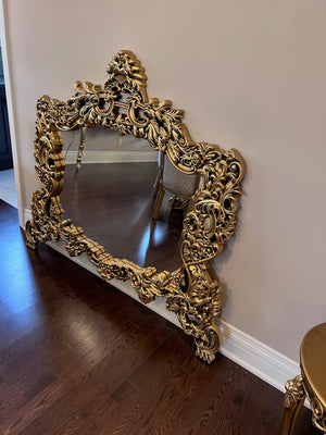 'Paradise Home Decor Furniture' Gold Wood Carved Wall Mounted Mirror