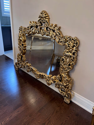 'Paradise Home Decor Furniture' Gold Wood Carved Wall Mounted Mirror