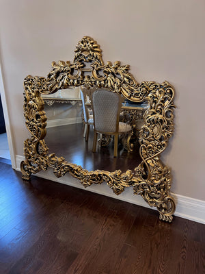 'Paradise Home Decor Furniture' Gold Wood Carved Wall Mounted Mirror
