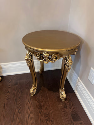 'Paradise Home Decor Furniture' Gold Wood Carved Round Side Table