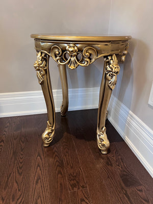'Paradise Home Decor Furniture' Gold Wood Carved Round Side Table