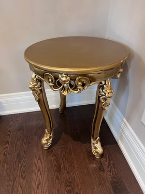 'Paradise Home Decor Furniture' Gold Wood Carved Round Side Table