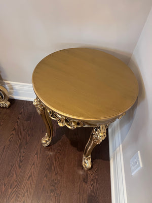'Paradise Home Decor Furniture' Gold Wood Carved Round Side Table