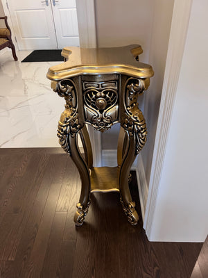 'Paradise Home Decor Furniture' Gold Wood Carved Pedestal Stand