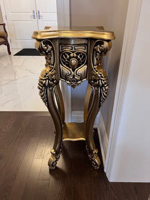 'Paradise Home Decor Furniture' Gold Wood Carved Pedestal Stand