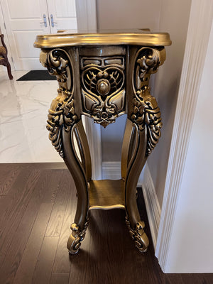 'Paradise Home Decor Furniture' Gold Wood Carved Pedestal Stand