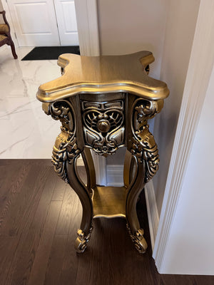 'Paradise Home Decor Furniture' Gold Wood Carved Pedestal Stand