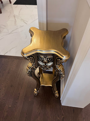 'Paradise Home Decor Furniture' Gold Wood Carved Pedestal Stand