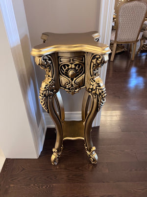 'Paradise Home Decor Furniture' Gold Wood Carved Pedestal Stand