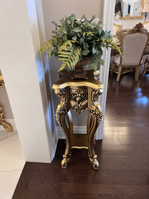 'Paradise Home Decor Furniture' Gold Wood Carved Pedestal Stand