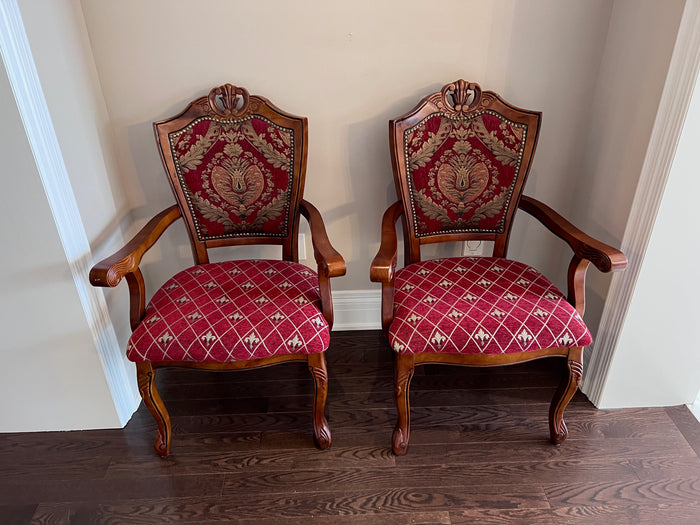Pair of Ashley Furniture Red Upholstered Armchairs