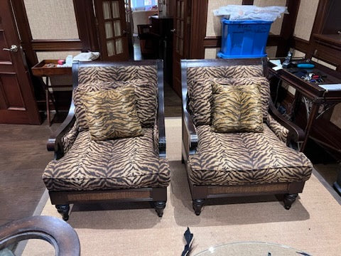 Pair of Large Tiger Print Armchairs by Southern Furniture Company