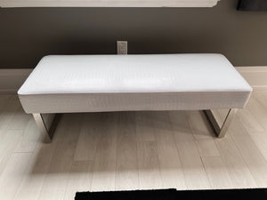 Faux Leather White Bench