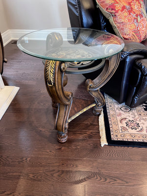 Ashley Furniture MARGILLES Round Glass Top Side Table
