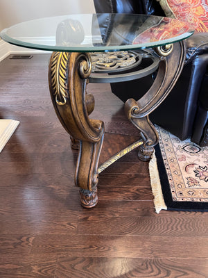 Ashley Furniture MARGILLES Round Glass Top Side Table