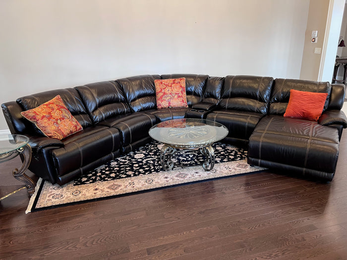 Ashley Furniture Brown Leather 7 Piece Power Reclining Sectional Sofa