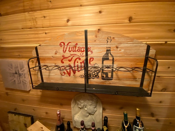 "Vintage Wine" 8 Bottle Wall Holder Rack