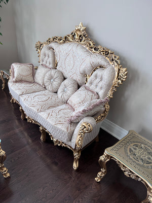 'Paradise Home Decor Furniture' Gold Wood Carved Sofa