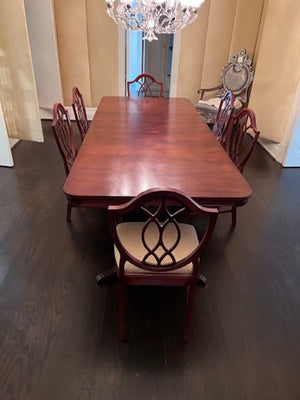'Knechtel' Dining Table + 8 Chairs (**2 Armchairs not shown)