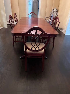 'Knechtel' Dining Table + 8 Chairs (**2 Armchairs not shown)