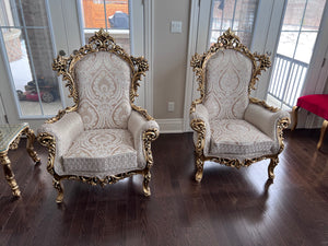 2 'Paradise Home Decor Furniture' Gold Wood Carved Large Armchairs