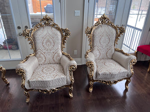 2 'Paradise Home Decor Furniture' Gold Wood Carved Large Armchairs