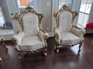 2 'Paradise Home Decor Furniture' Gold Wood Carved Large Armchairs