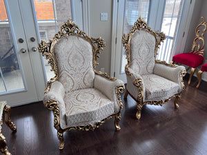 2 'Paradise Home Decor Furniture' Gold Wood Carved Large Armchairs
