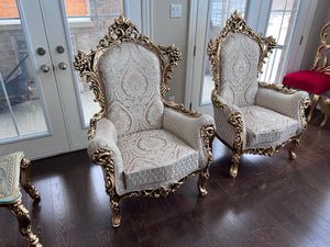 2 'Paradise Home Decor Furniture' Gold Wood Carved Large Armchairs