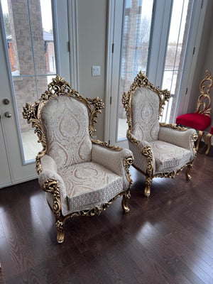 2 'Paradise Home Decor Furniture' Gold Wood Carved Large Armchairs