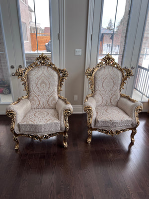 2 'Paradise Home Decor Furniture' Gold Wood Carved Large Armchairs