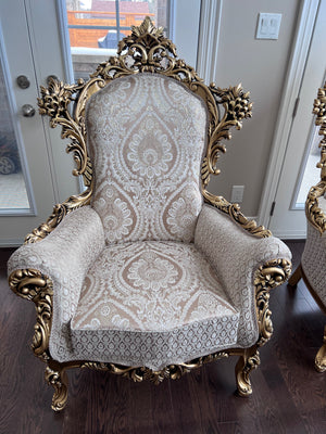 2 'Paradise Home Decor Furniture' Gold Wood Carved Large Armchairs