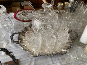 Crystal Punch Bowl + 10 Glasses