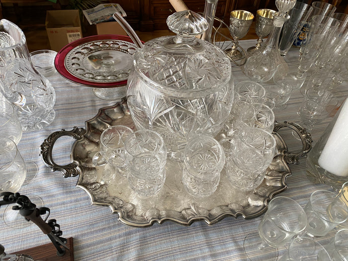 Crystal Punch Bowl + 10 Glasses