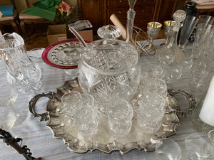 Crystal Punch Bowl + 10 Glasses