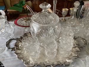Crystal Punch Bowl + 10 Glasses