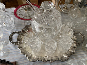 Crystal Punch Bowl + 10 Glasses