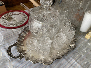 Crystal Punch Bowl + 10 Glasses