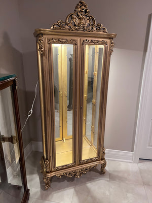 'Paradise Home Decor Furniture' Gold Wood Carved Curio Cabinet