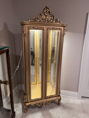 'Paradise Home Decor Furniture' Gold Wood Carved Curio Cabinet