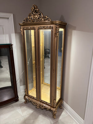 'Paradise Home Decor Furniture' Gold Wood Carved Curio Cabinet