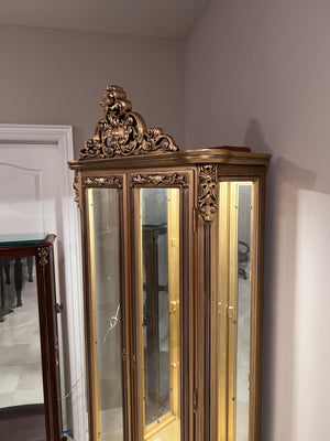 'Paradise Home Decor Furniture' Gold Wood Carved Curio Cabinet