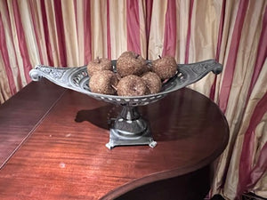 Metal Centrepiece Bowl, with Decorative Gold Apples