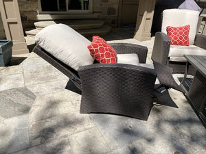 4 Mission Hills Furniture Reclining Patio Chairs, Sunbrella Cushions + Coffee Table